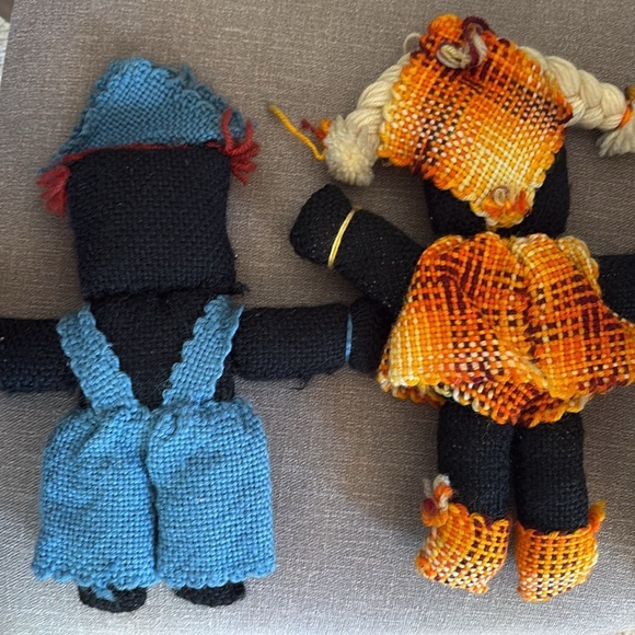 Vintage dolls Handcrafted Knit Dolls Set - Blue and Orange - Picture 2 of 2